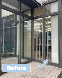 遮熱フィルム施工前の窓ガラス Window before insulating film installation